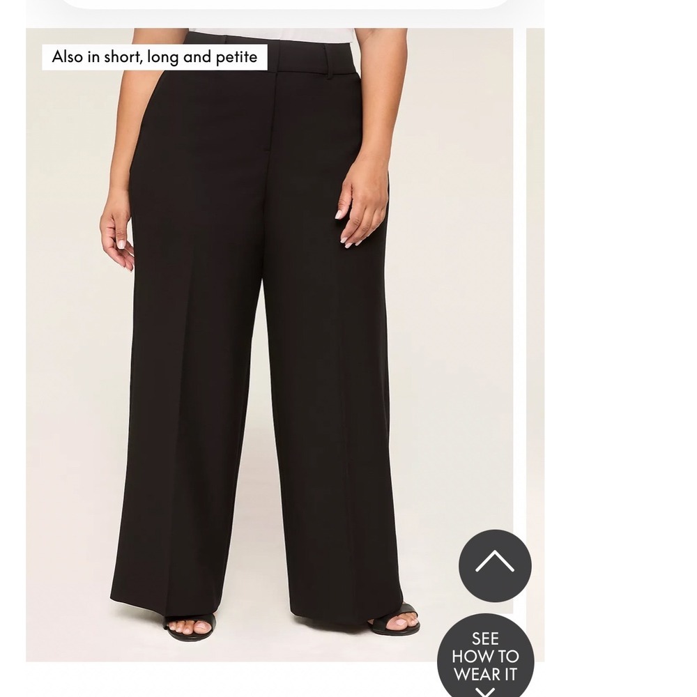 Lane Bryant Perfect Drape Wide Leg Pants Womens 20S Black New High-Rise Short